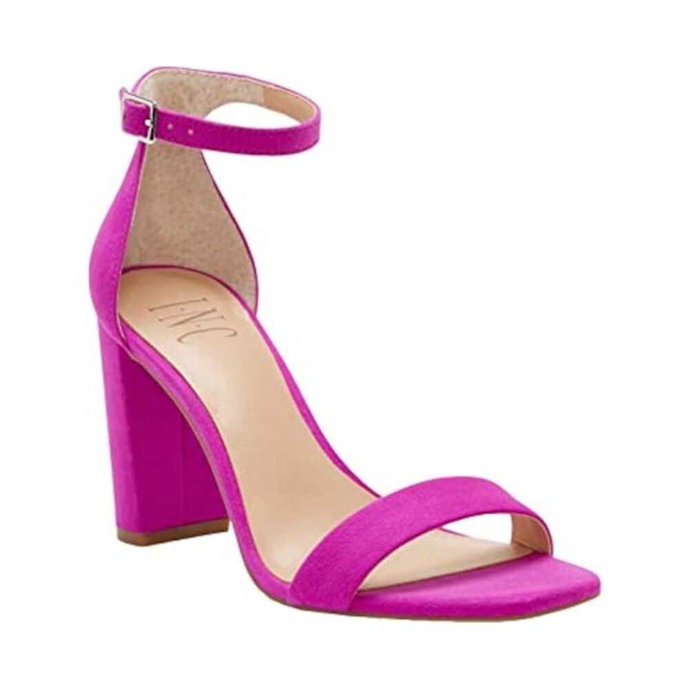 INC Womens Purple Adjustable Padded Lexini Square Toe Block Heel Sandals 9 M